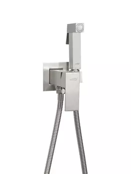 Смеситель встраиваемый с гигиеническим душем Hansberge CUBITO H3077NK Никель