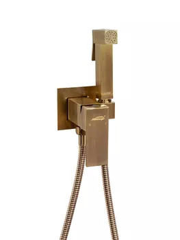 Смеситель встраиваемый с гигиеническим душем Hansberge CUBITO H3077BR Бронза