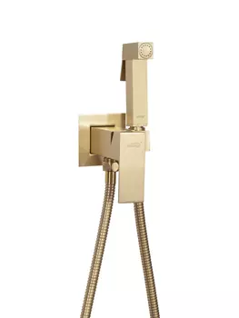 Смеситель встраиваемый с гигиеническим душем Hansberge CUBITO H3077MG Матовый золото