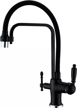 Смеситель для кухни Zorg Sanitary ZR 342-6 YF BLACK с гибким изливом и подключением фильтра черный