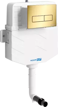 Смывной бачок скрытого монтажа Wasserkraft Aller 10TLT.031.ME.PG03 с кнопкой смыва золото