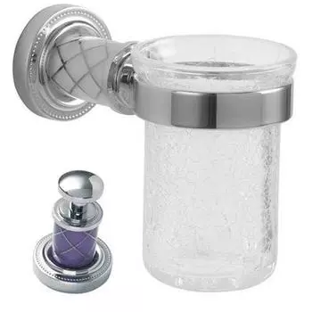 Стакан для зубных щеток настенный Boheme Murano хром с фиолетовым