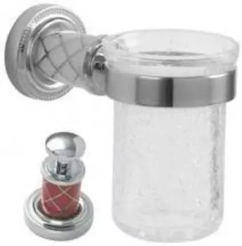 Стакан для зубных щеток настенный Boheme Murano хром с красным