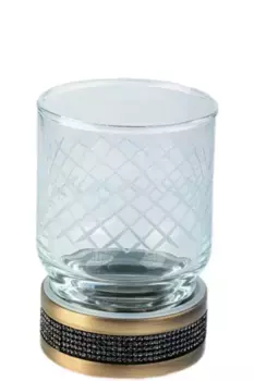 Стакан для зубных щеток настольный Boheme Royal Cristal бронза с черными кристаллами Preciosa