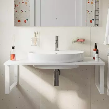 Столешница с раковиной DIWO Элиста 100 белый мрамор, с раковиной Самара 0116