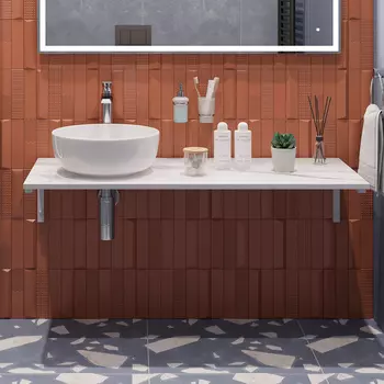 Столешница с раковиной DIWO Элиста 120 белый мрамор, с раковиной Moduo 40 RING