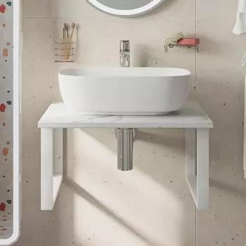 Столешница с раковиной DIWO Элиста 60 белый мрамор, с раковиной Moduo 50 Square