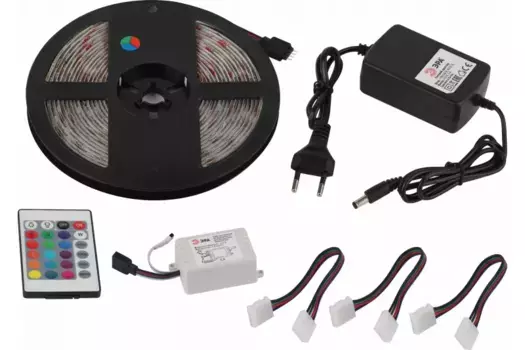 Светодиодная влагозащищенная лента ЭРА 14,4W/m 60LED/m 5050SMD RGB 5M 5050kit-14,4-60-12-IP65-RGB-5m Б0043070