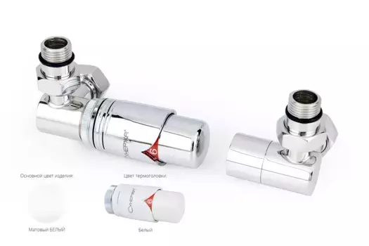 Терморегулятор Автоматический терморегулятор 3D левый G 1/2" НР х G 3/4" НГ (набор) (Матовый белый - Белый)