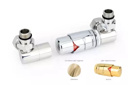 Терморегулятор Автоматический терморегулятор 3D правый G 1/2" НР х G 3/4" НГ (набор) (Шампань)