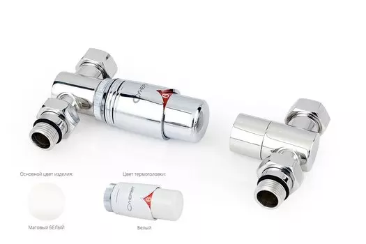 Терморегулятор Автоматический терморегулятор прямой G 1/2" НР х G 3/4" НГ (набор) (Матовый белый - Белый)
