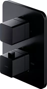 Термостат Omnires Parma PM7436BL C ВНУТРЕННЕЙ ЧАСТЬЮ, для душа, чёрный
