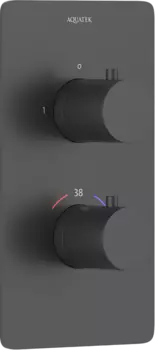 Термостатический смеситель встраиваемый AQUATEK Европа AQ1392MB для ванны с душем, С ВНУТРЕННЕЙ ЧАСТЬЮ, матовый черный