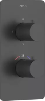 Термостатический смеситель встраиваемый AQUATEK Европа AQ1393MB для ванны с душем, С ВНУТРЕННЕЙ ЧАСТЬЮ, 3 режима, матовый черный