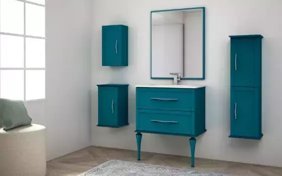 TIFFANY Тумба подвесная под раковину с двумя выдвижными ящиками, 55330 Verde opaco, 74x46x55