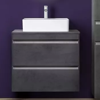 Тумба c раковиной подвесная Style Line Атлантика 70 серая, бетон темный