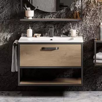 Тумба под раковину Aquaton Лофт Фабрик 65 темное дерево