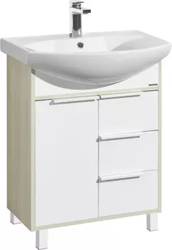 Тумба под раковину Aquaton Рико 65 белый-светлое дерево