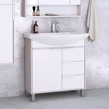 Тумба под раковину Aquaton Рико 80 белый-светлое дерево