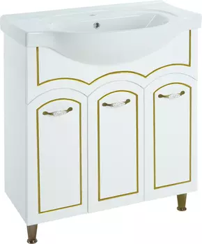 Тумба для комплекта Bellezza Амелия 80 белая, патина золото