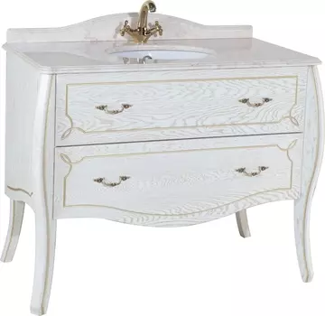 Тумба для комплекта Bellezza Грация Люкс 100 белая патина золото 2 ящика