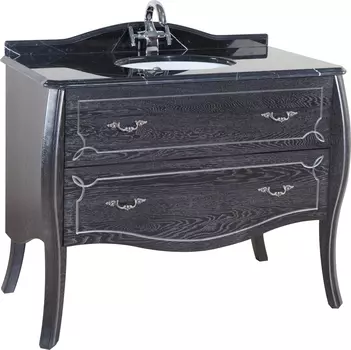 Тумба для комплекта Bellezza Грация Люкс 100 черная патина серебро 2 ящика