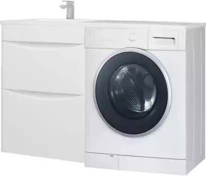 Тумба для комплекта Bellezza Олиссия 120 L, белая, под стиральную машину, 2 ящика