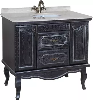 Тумба для комплекта Bellezza Рим 100 черная патина серебро