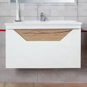 Тумба для комплекта Бриклаер Брайтон 100 подвесная, белая матовая, дуб кера