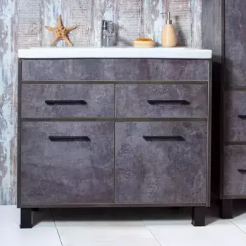 Тумба под раковину Бриклаер Чили 90 серый матовый, цемент