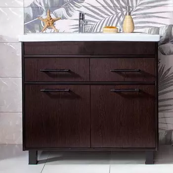 Тумба под раковину Бриклаер Чили 90 темное дерево, венге