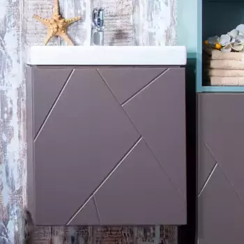 Тумба под раковину Бриклаер Кристалл 50 серый матовый, софт графит