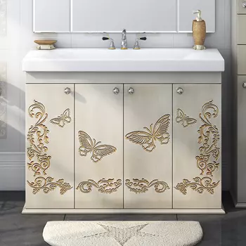 Тумба для комплекта Misty Бабочка 105 бежевая, патина