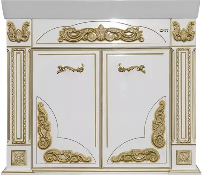 Тумба для комплекта Misty Барокко 100 белая, патина