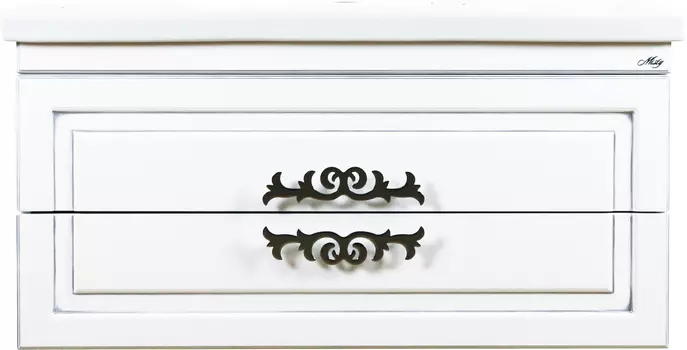 Тумба для комплекта Misty Дели 100 белая, патина серебро