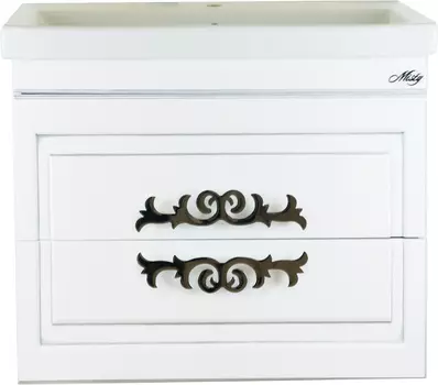 Тумба для комплекта Misty Дели 60 белая, патина серебро