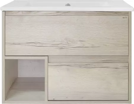 Тумба с раковиной Misty Дунай 75 дуб белый