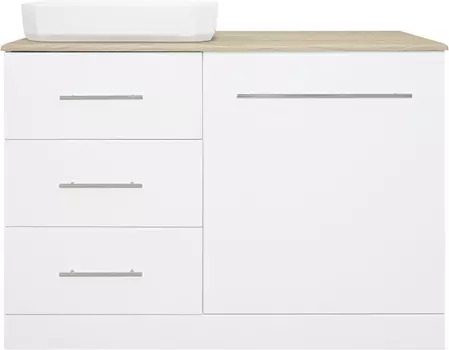 Тумба под стиральную машину Misty Респект 110 левая белая - светлое дерево