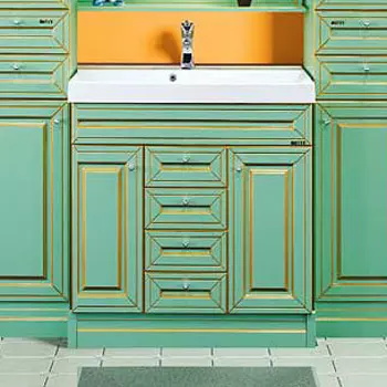 Тумба под раковину напольная Misty Vena 75 салатовая, патина