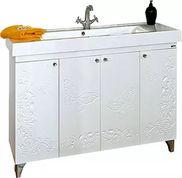 Тумба под раковину Misty Вирджиния Бабочка 105 белый фактурный