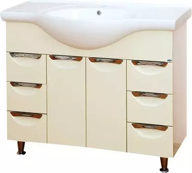 Тумба для комплекта Misty Жасмин 105 бежевая эмаль, 6 ящиков