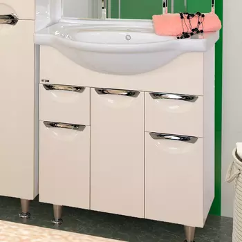 Тумба для комплекта Misty Жасмин 76 бежевая эмаль, 2 ящика