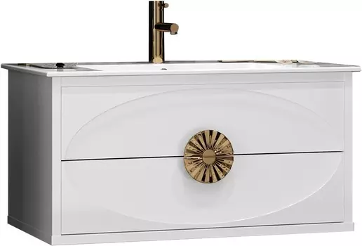 Тумба для комплекта Opadiris Ибица 90 подвесная белая, фурнитура золото