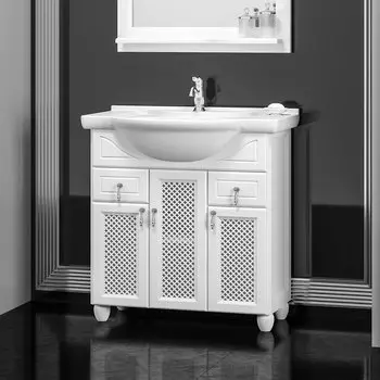 Тумба для комплекта Opadiris Тибет 80 с декоративной решеткой, белая матовая