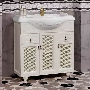 Тумба для комплекта Opadiris Тибет 85 с декоративной решеткой, слоновая кость