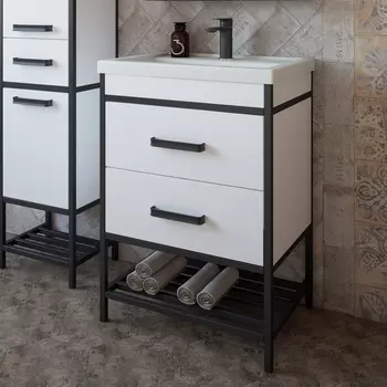 Тумба под раковину Sanflor Норд 60 белый, черный