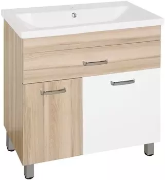 Тумба под раковину Style Line Ориноко 80 белая, ориноко, с бельевой корзиной