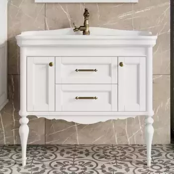 Тумба дпод раковину ValenHouse Эстетика 95 белый ручки бронза