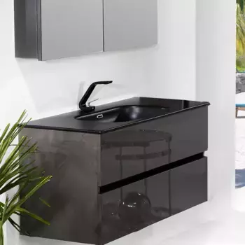 Тумба под раковину Armadi Art Vallessi 100 антрацит, глянец