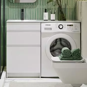 Тумба под раковину без столешницы Aqwella Duet 53 напольная, под стиральную машину, белая